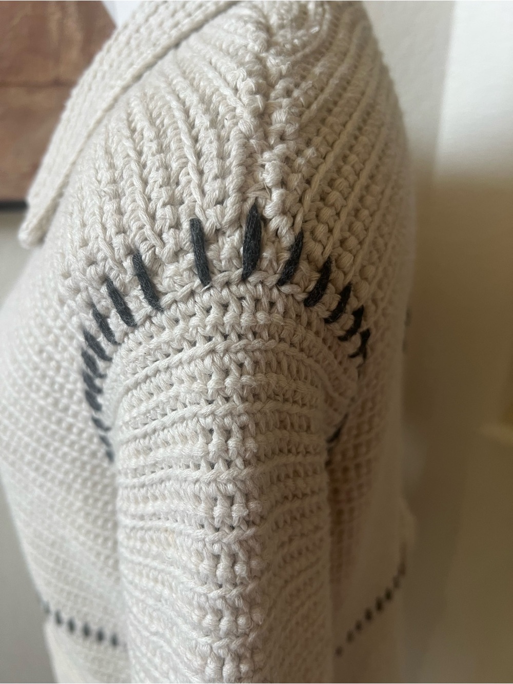 Odd Molly Cream Crochet Button-Front Women's Sweater Coat GUC Large - Picture 8 of 16